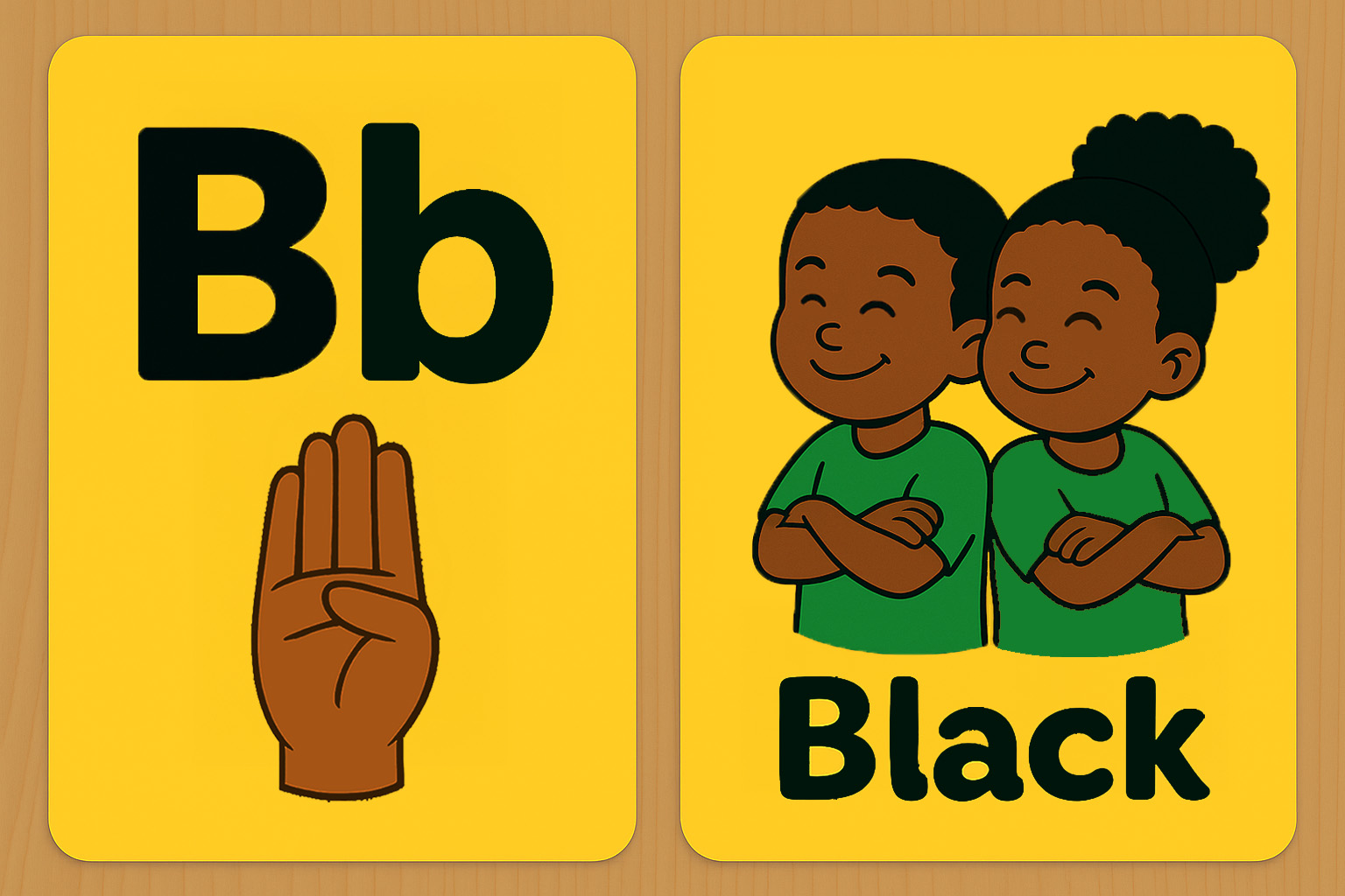 B is for Black flashcard